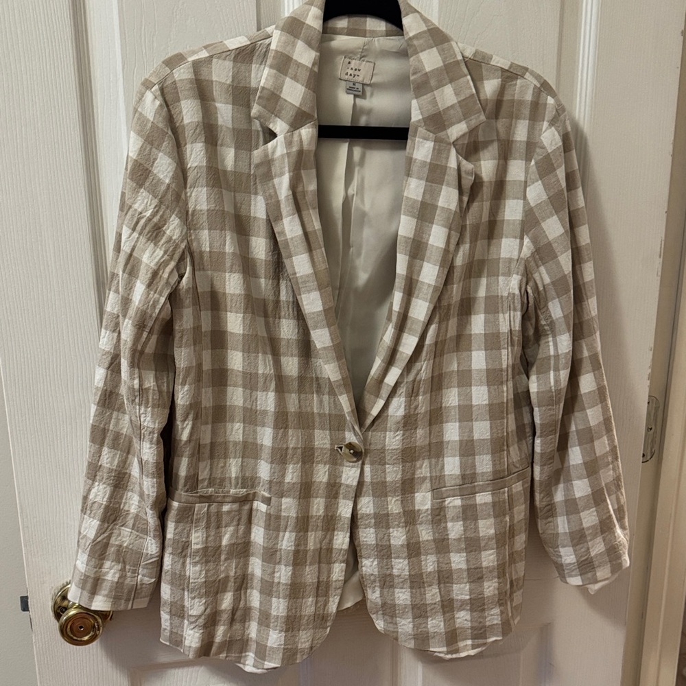 a new day Beige Plaid Blazer